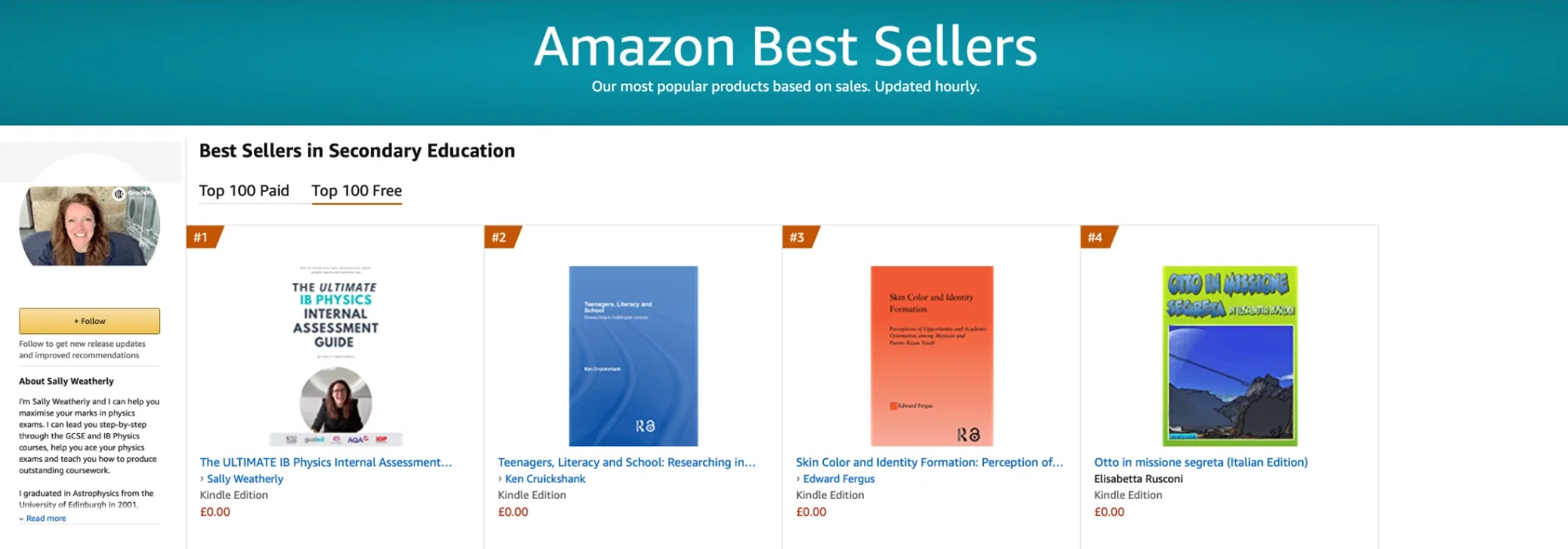 Amazon Best Sellers in Secondary Education, with The Ultimate IB Physics Internal Assessment Guide at number one.