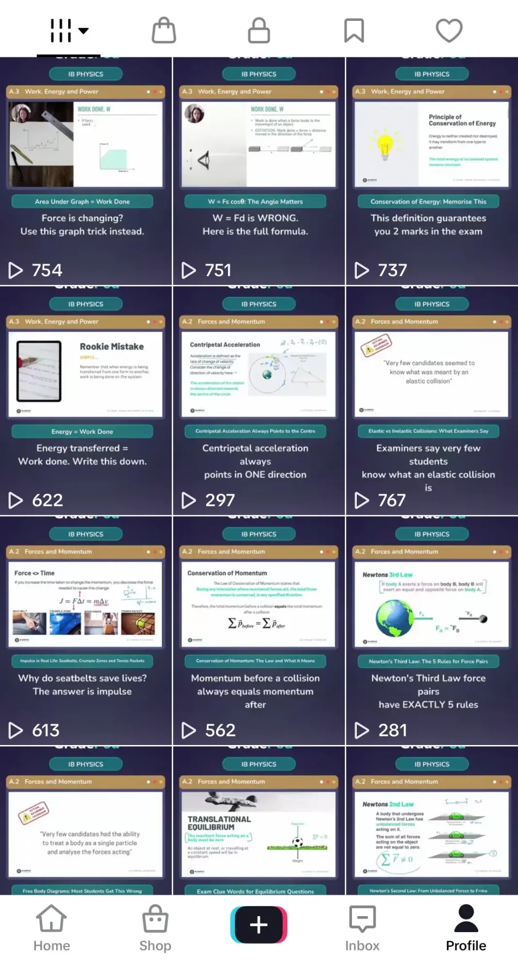 The GradePod TikTok grid: one clip a day, each one teaching a single learning objective.